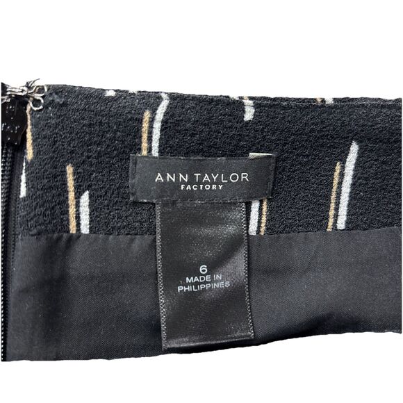 Ann Taylor Factory Women’s Size 6 A Line Skirt Geometric line Print Black Tan - Picture 4 of 9